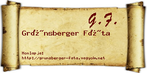Grünsberger Fáta névjegykártya